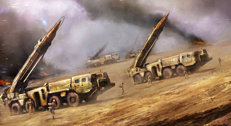Artwork of Iraqi Scud Missile Launchers - A Key Asset For Chemical Weapons Delivery Iraq Was Stripped of Before the Invasion