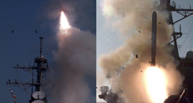 U.S. Navy Cruise Missile Strikes on Iraq in 1996 (left) and 1998
