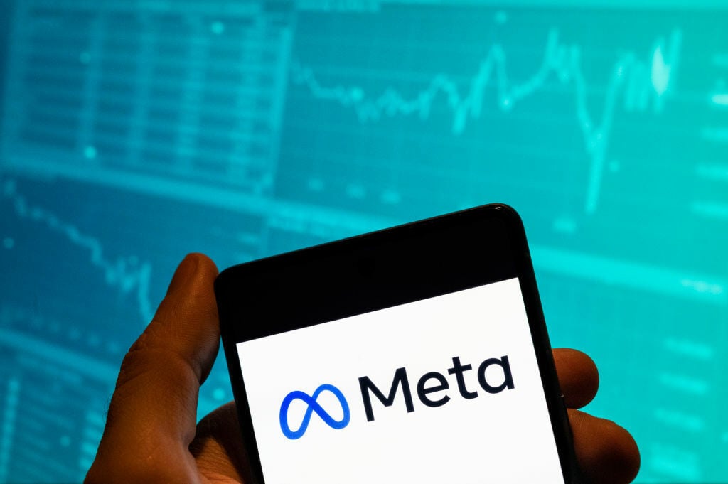 Meta logo on phone screen