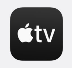 Apple TV+ logo in black against off white background