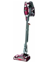 black and burgundy upright vacuum