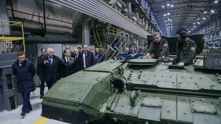 Dmitry Medvedev at the Uralvagonzavod Tank Factory