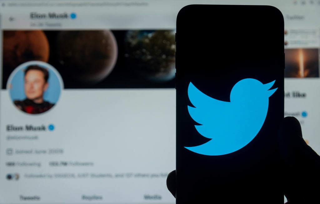 Twitter logo on phone screen