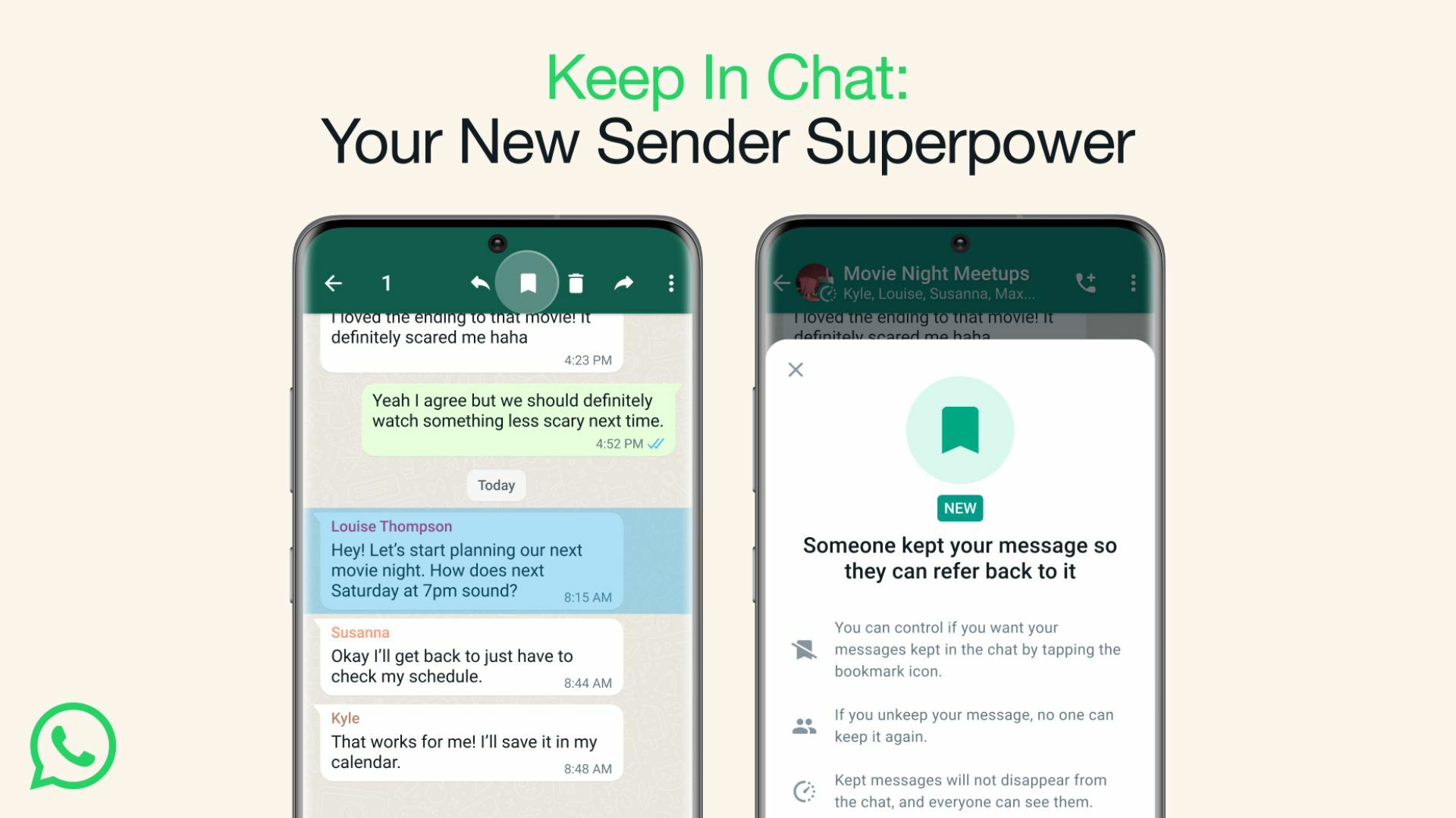 Two phone screens displaying WhatsApp.