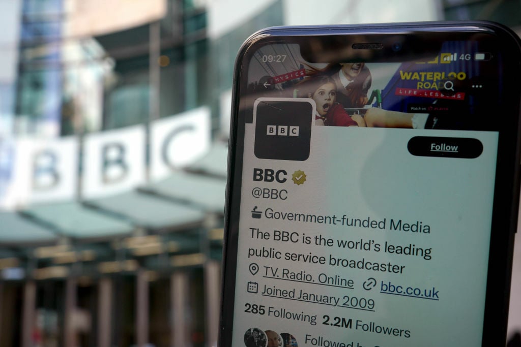 BBC Twitter account labeled as