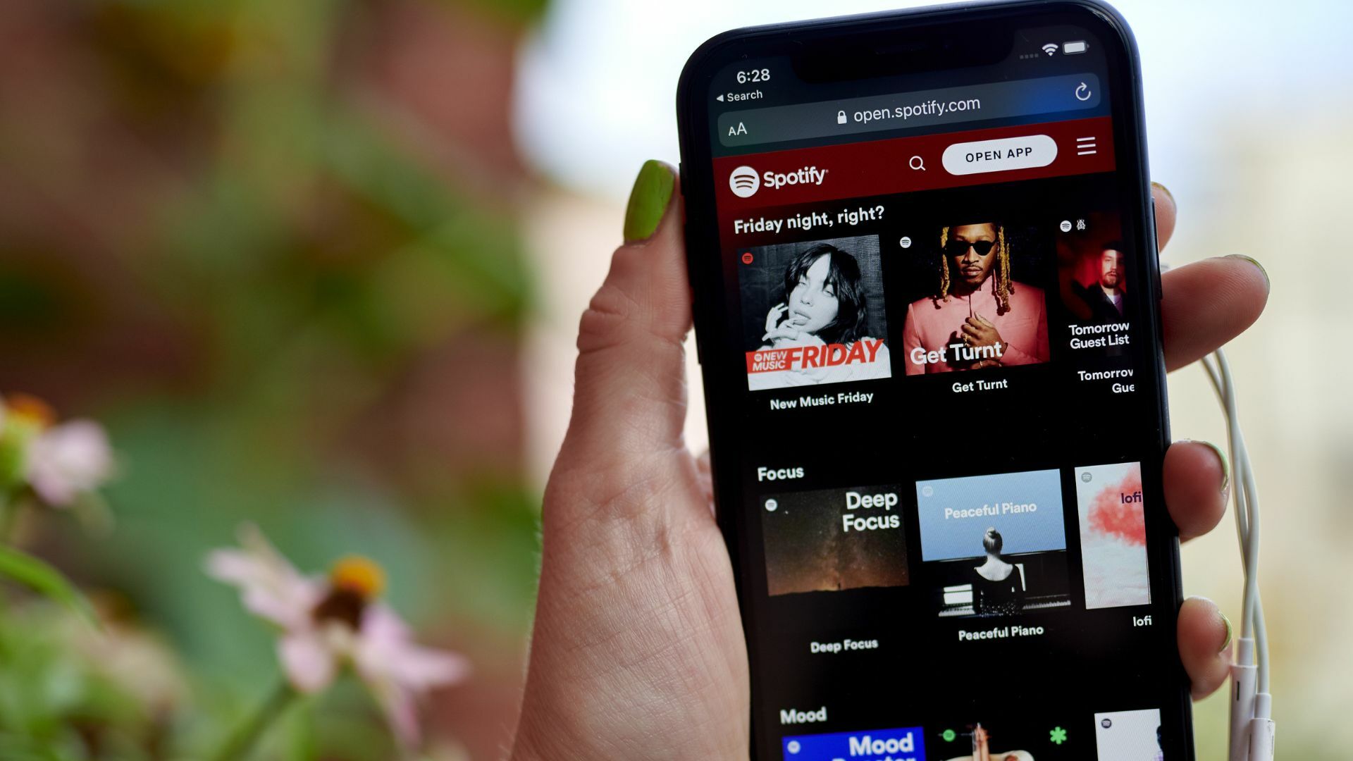 The Spotify website on a smartphone.