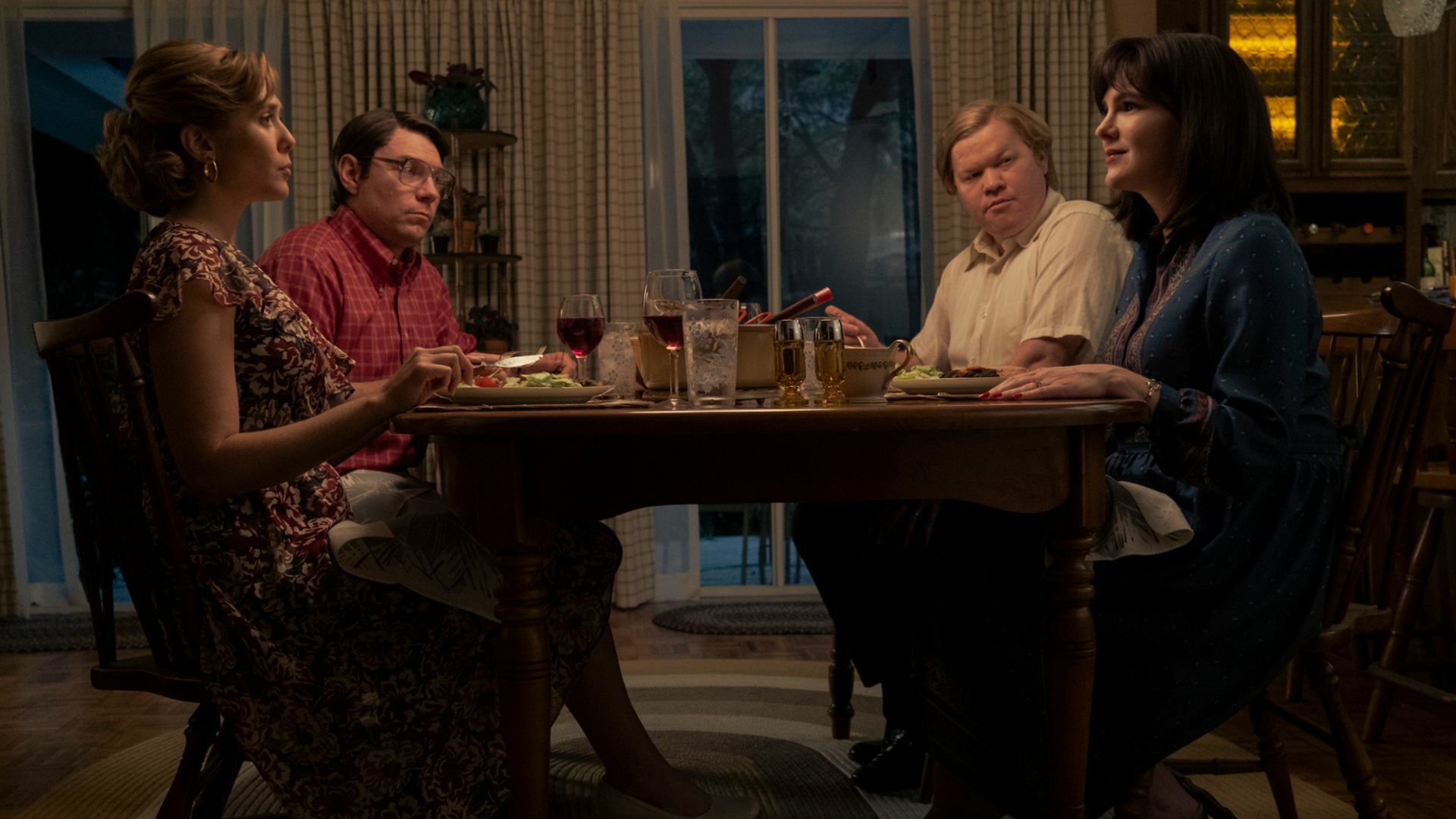 Elizabeth Olsen, Patrick Fugit, Lily Rabe, and Jesse Plemons star as the Montgomerys and Gores in 