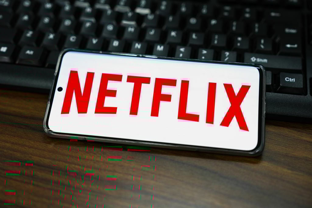 Netflix logo on phone screen