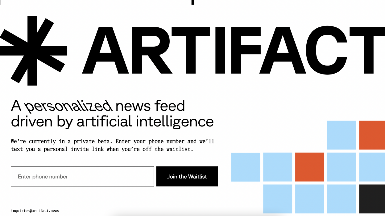 The Artifact home page