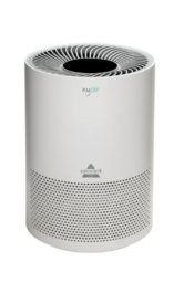 bissell air purifier in off-white against white background