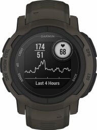Graphite-colored smartwatch against a white background