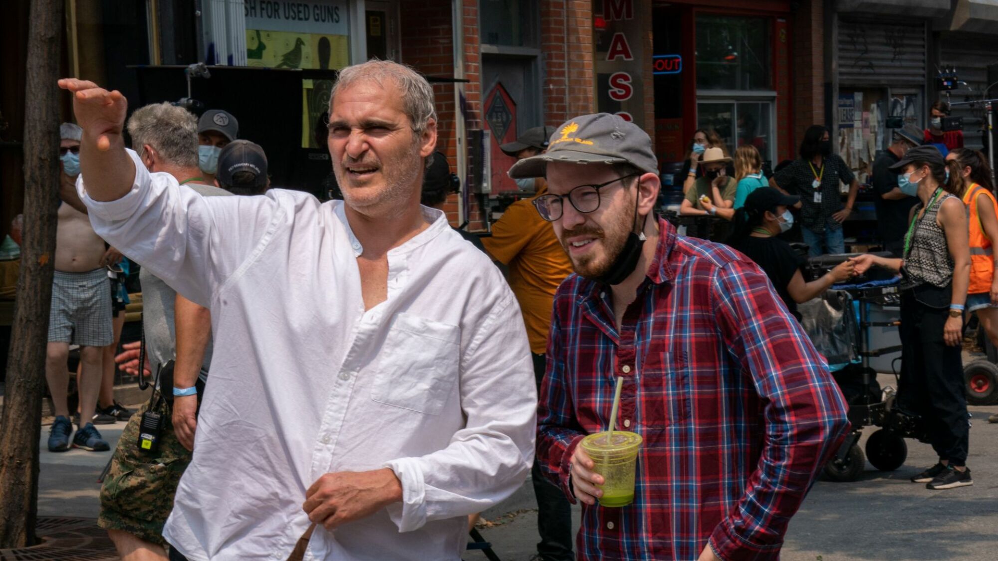 Joaquin Phoenix and Ari Aster are on the set of "Beau is Afraid."