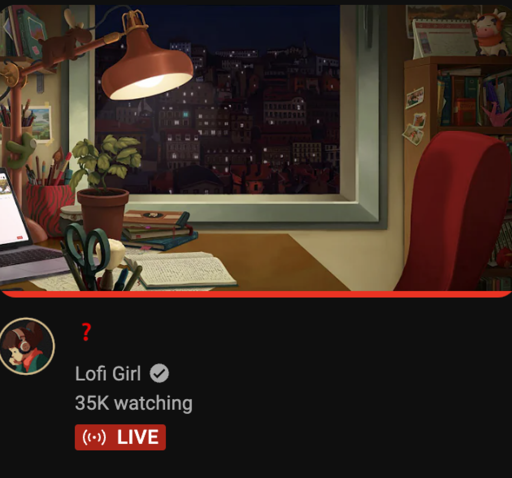screenshot of lofi girl desk without lofi girl and cat