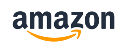 Amazon logo against white, featuring black text and yellow curved arrow going right