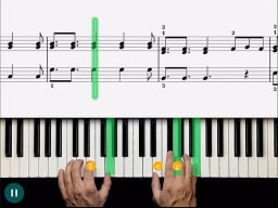 person playing piano with guide marks
