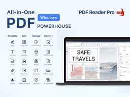 clipart of a pdf editor on a laptop with a list of editing tools included in the software