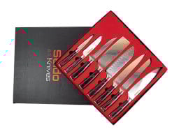 seido knife set in black and red box