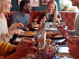 People eating a dinner table