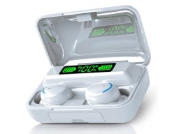 white earbuds inside a white charging case