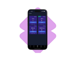 phone with instabridge esim on screen and purple shaped background