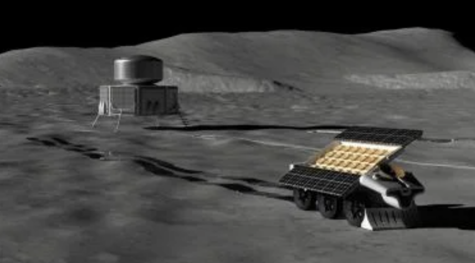 A conception of a rover as part of the FarView telescope construction process.