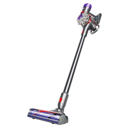 Cordless stick vacuum against a white background