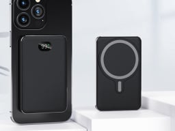 speedy mag wireless charger in black on iphone