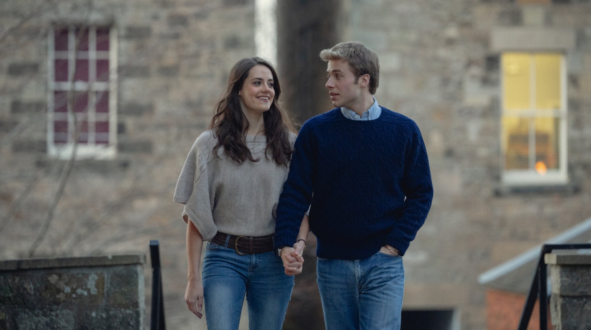 Two actors who look like Prince William and Kate in "The Crown"