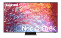 Samsung TV with pink, blue, and orange liquid screensaver