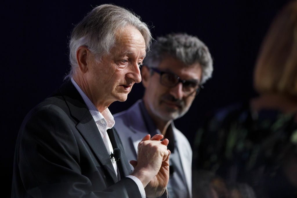 Geoffrey Hinton speaking at an event
