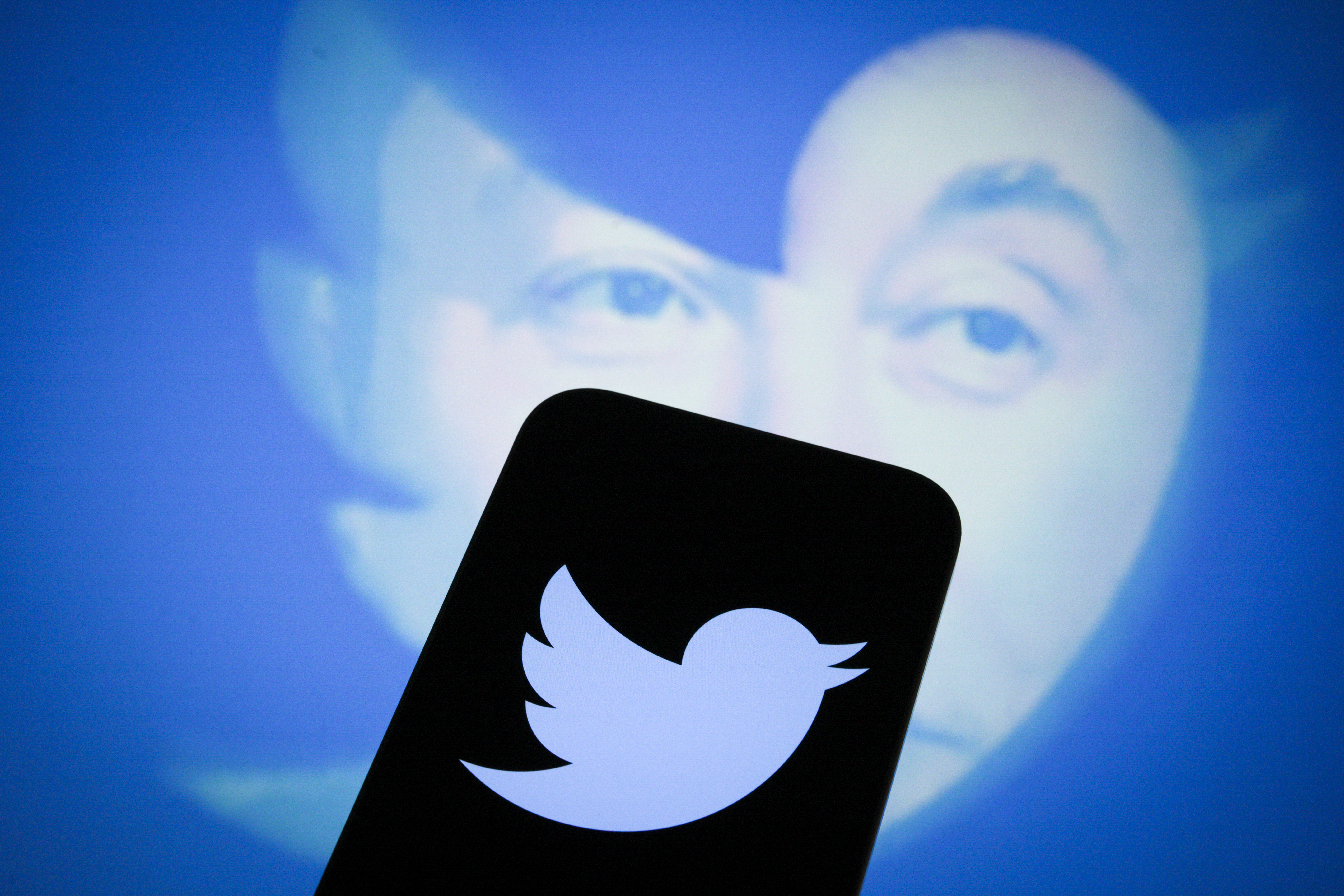 Twitter logo overlayed over Elon Musk