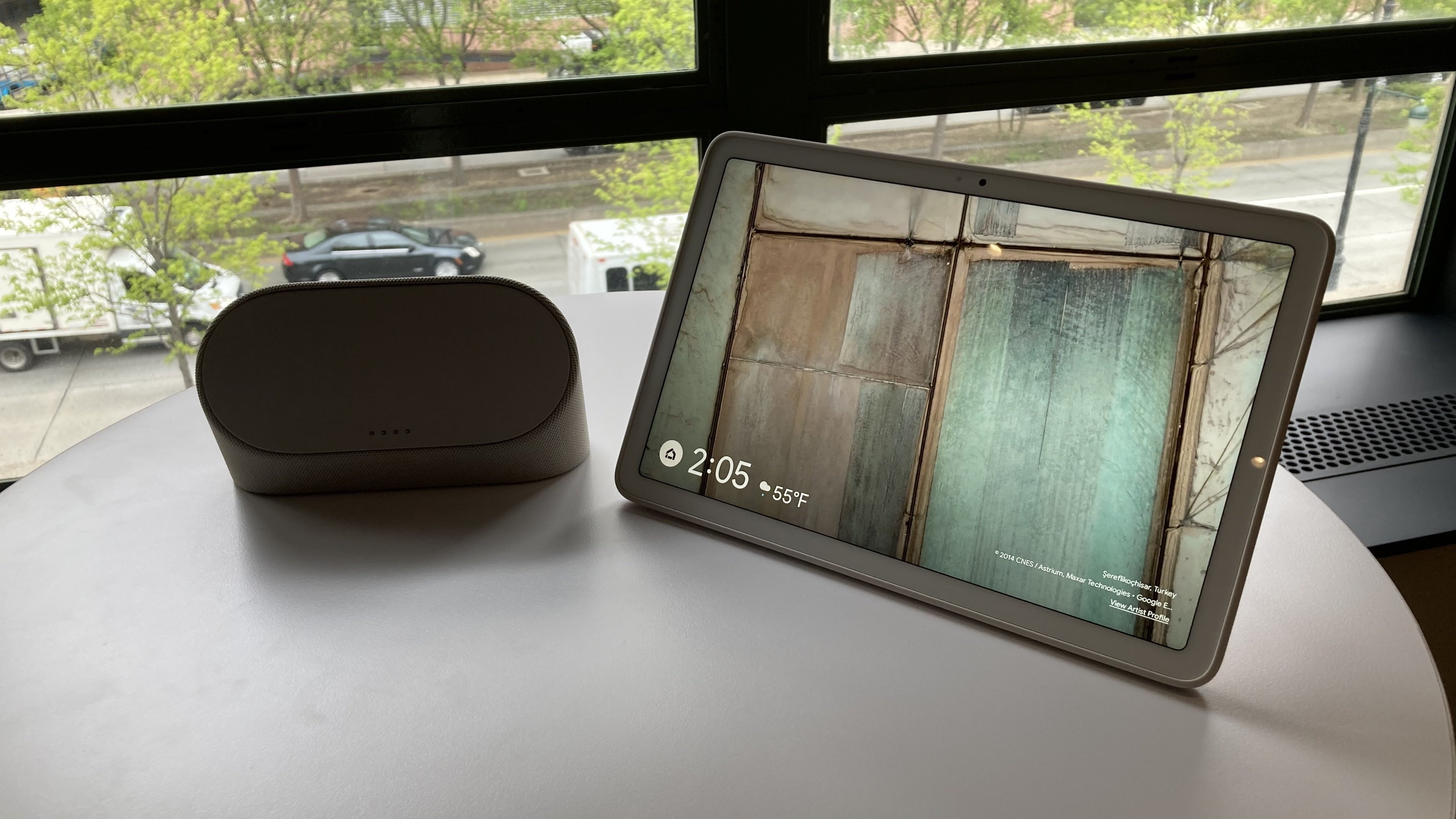 Google Pixel Tablet and speaker dock on table