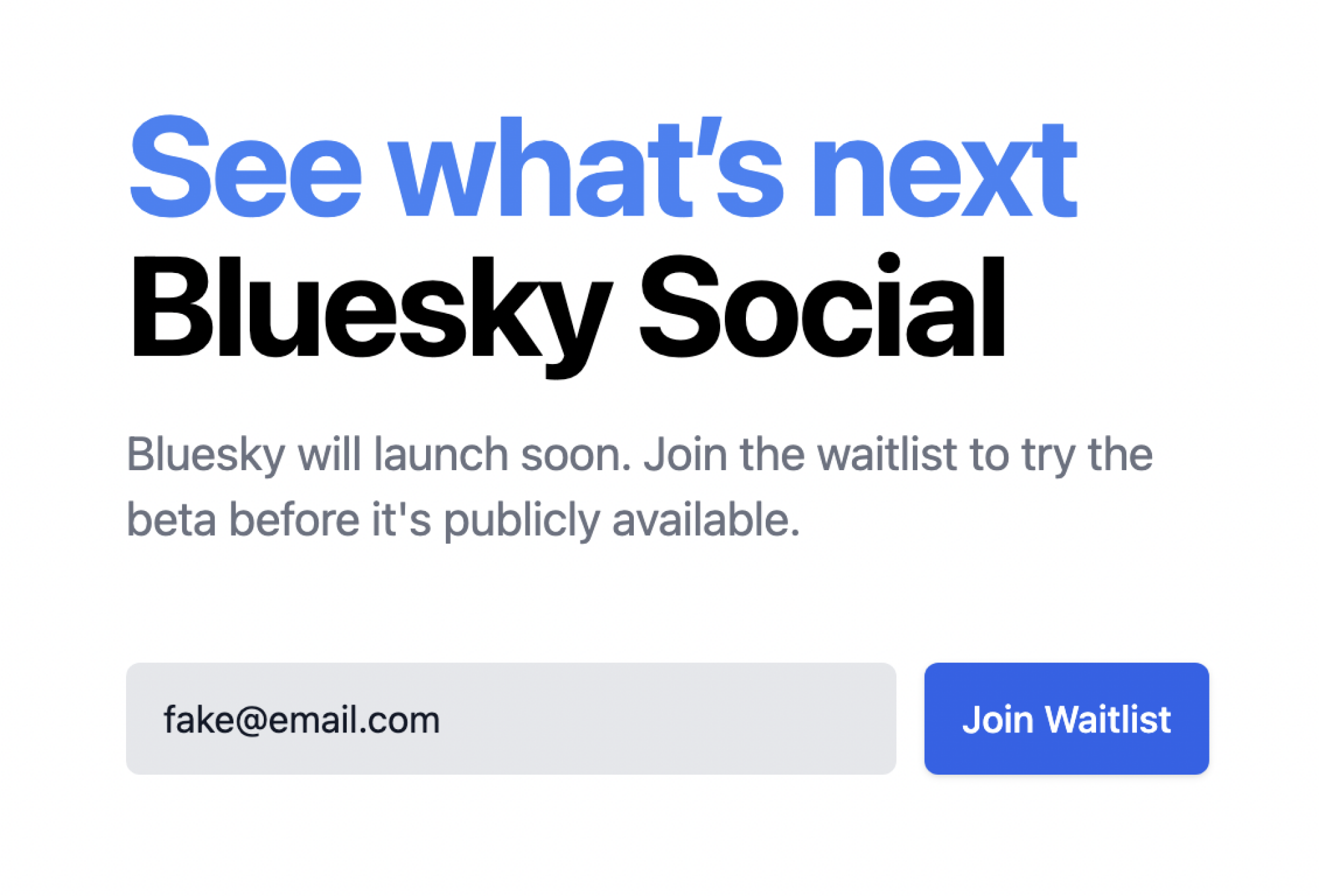 Bluesky Social signup page
