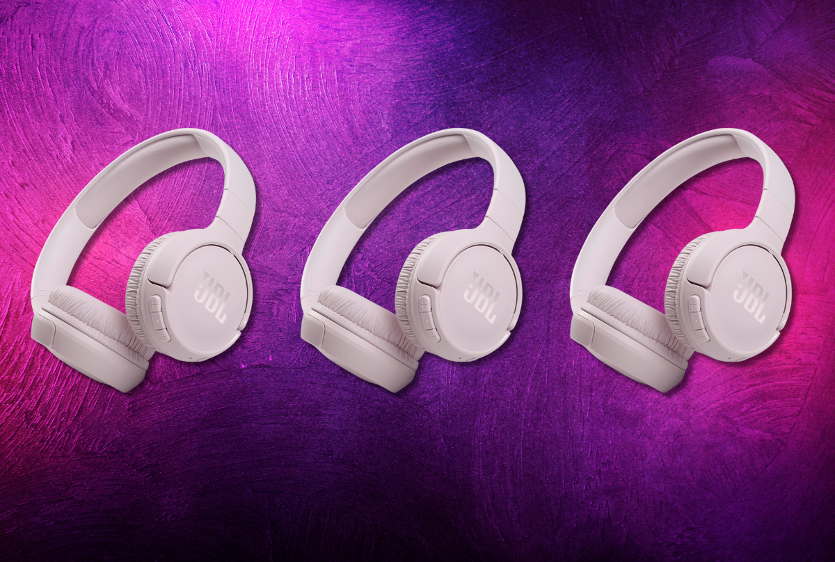 JBL headphones against a purple background 