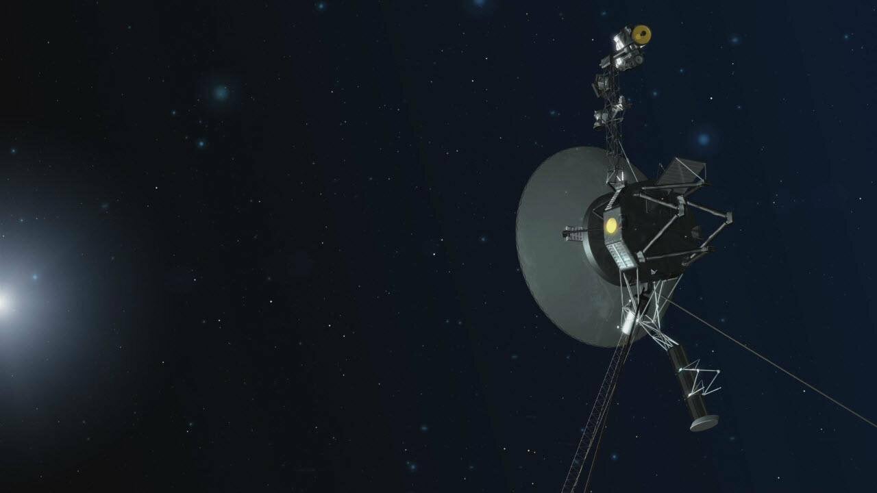 An artist's conception of a Voyager craft in deep space.