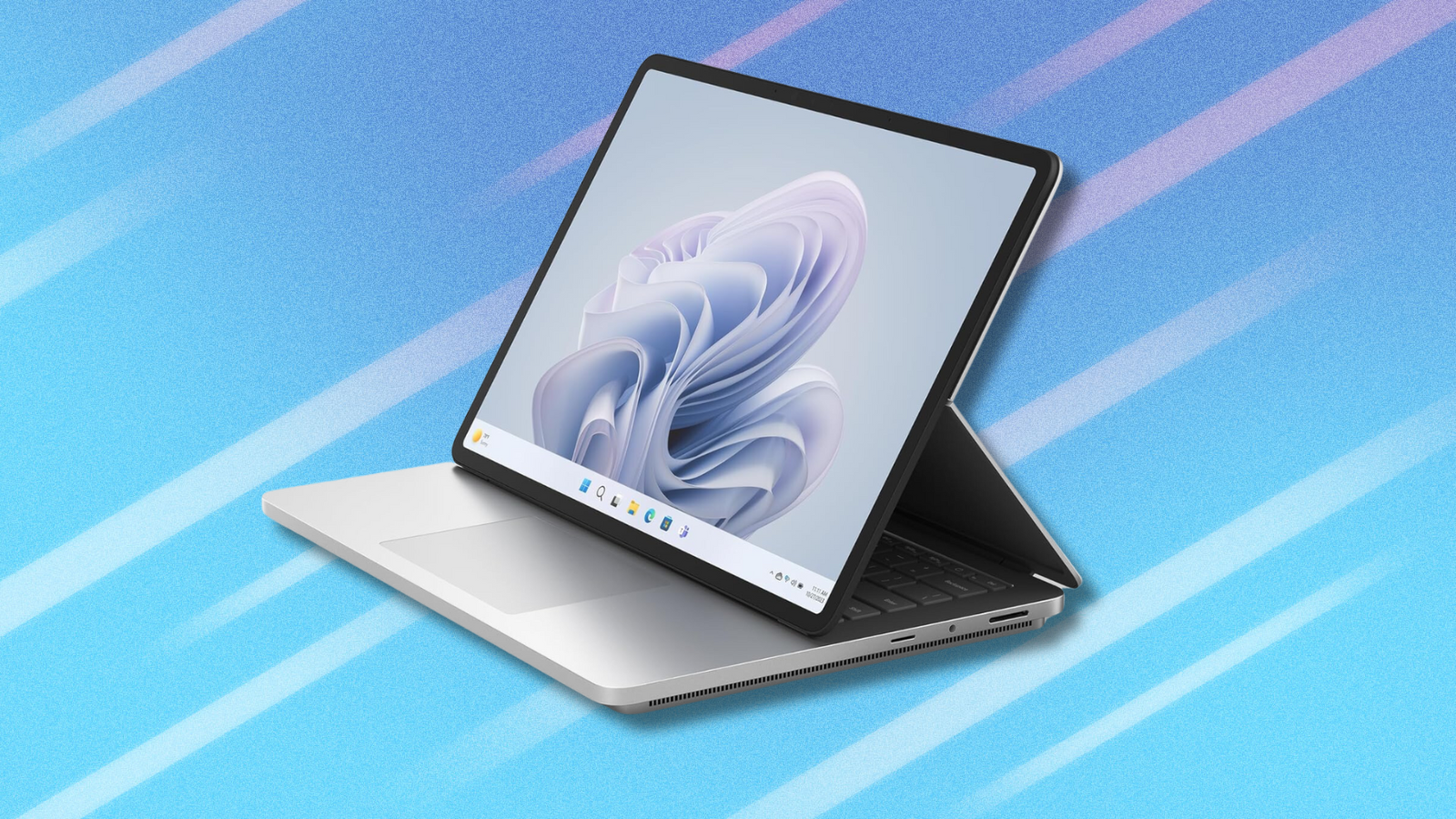 Microsoft Surface Laptop Studio 2 on blue and white background