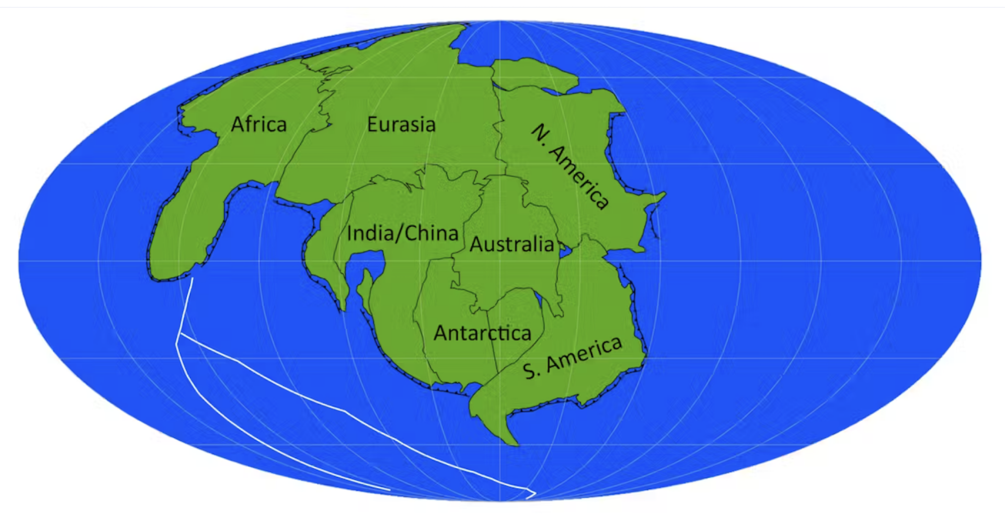 A simulation of the supercontinent "Novopangea."