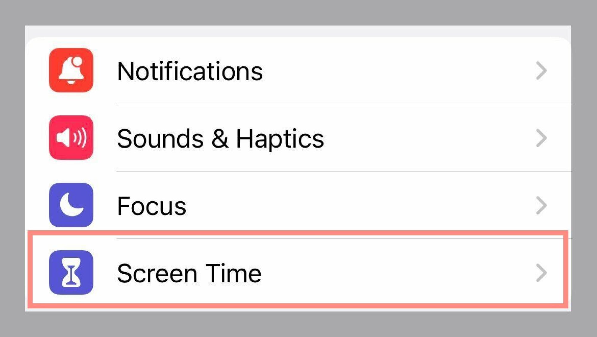 A screenshot showing "Screen Time" in settings.