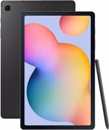 the samsung galaxy tab s6 lite and included pen on a white background
