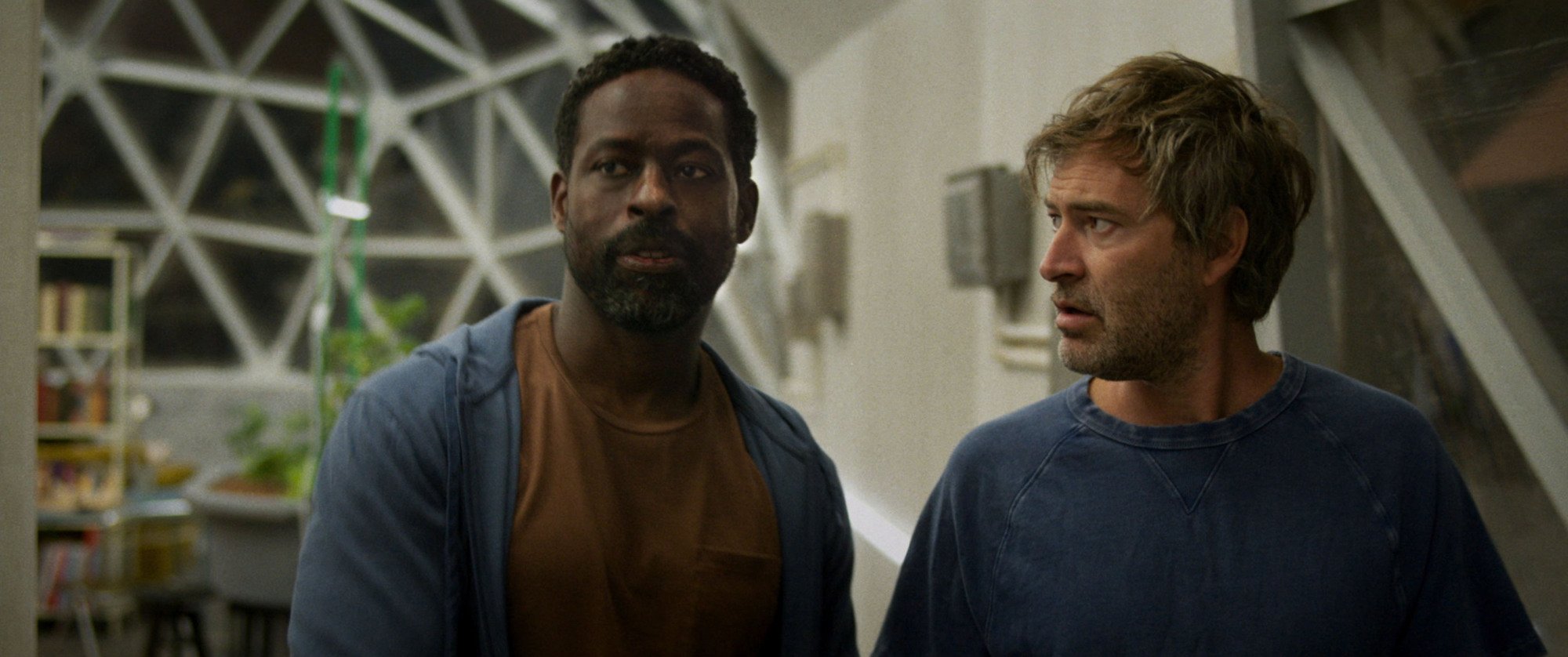 Sterling K. Brown and Mark Duplass are trapped in "Biosphere."
