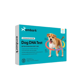 the embark dog dna kit box on a white background