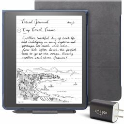 Black Kindle Scribe Essentials Bundle with case, stylus, and charger