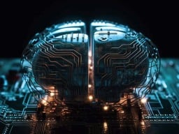 concept art of circuit board in shape of human brain