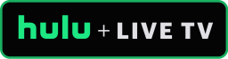 Hulu + Live TV logo with green and white font over black background