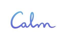 the blue cursive text of the calm logo