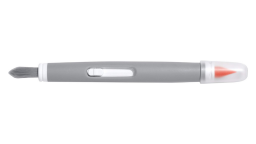 OXO's electronics cleaning brush in gray, with an orange tip.