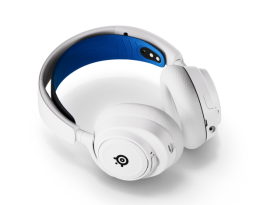 A set of SteelSeries headphones appears on a white background.