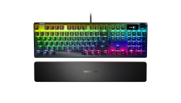 A multicolored glowing keyboard appears on a white background.