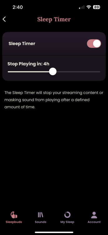 sleep timer in ozlo app