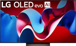 LG TV with blue and red ribbons on screen